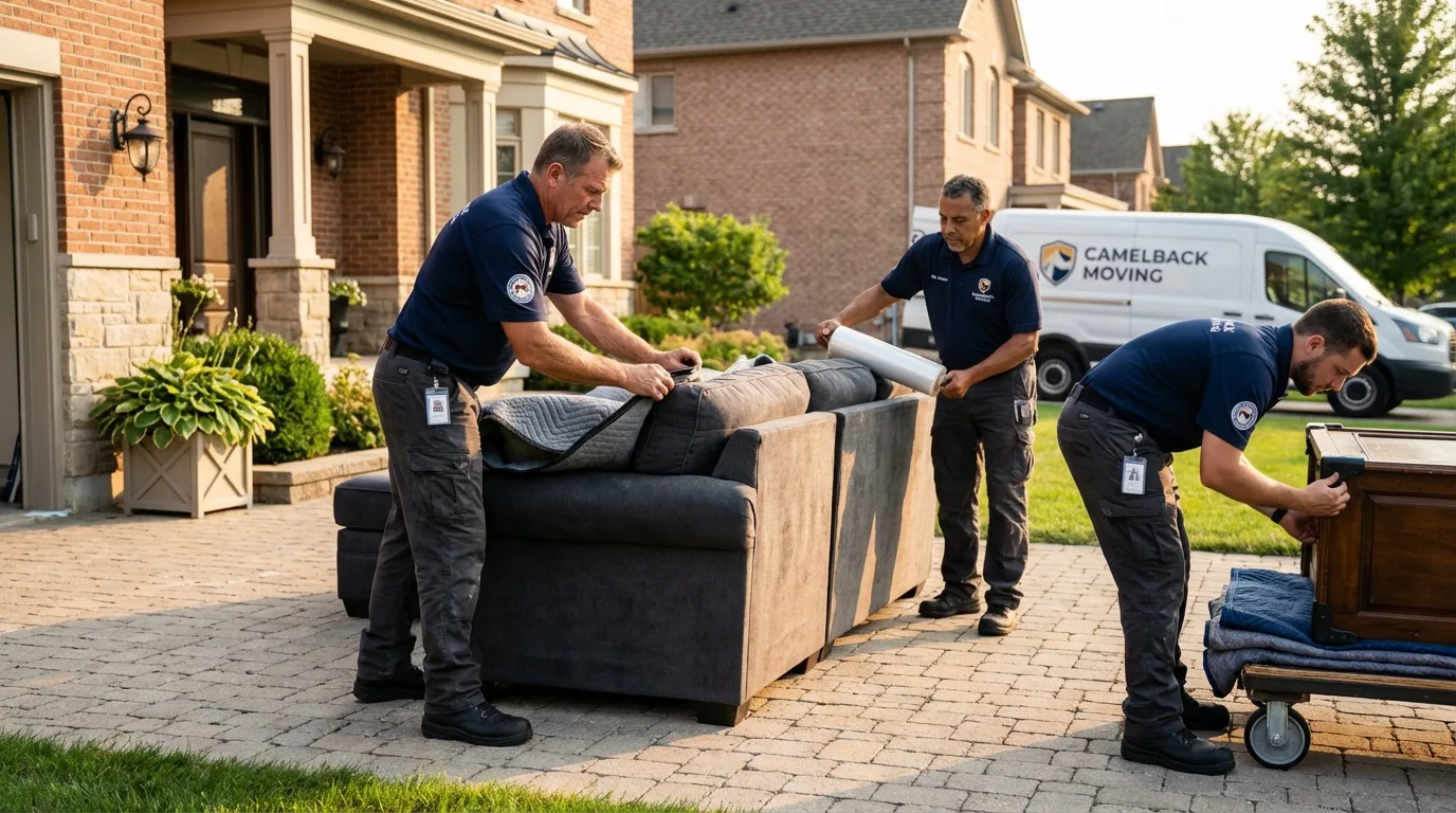 Large estate moving crew wrapping furniture in Manasquan, NJ